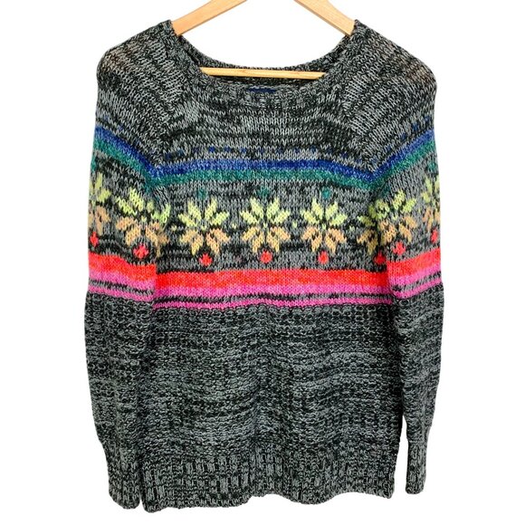 American Eagle Fair Isle Jegging Sweater XS Snowflake Pattern Rainbow Multicolor - Picture 2 of 9